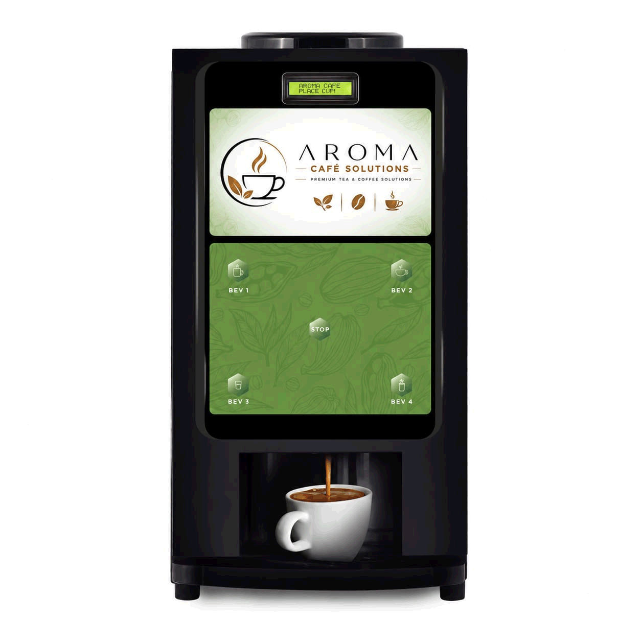 Aroma Café Solutions machine dispensing coffee